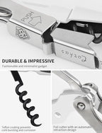 CORKAS Wine Key - 2Pack Handcrafted Professional Waiters Corkscrew, Compact Heavy Duty Wine Opener with Double Hinged, Foil Cutter and Bottle Opener, Birthday Gifts for Severs, Sommelier, Bartenders