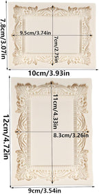 Baroque Photo Frame Fondant Molds Picture Frames Silicone Mold Vintage Mirror Frame Molds for Cake Decoration Cupcake Topper Chocolate Candy Polymer Clay Gum Paste Set of 2