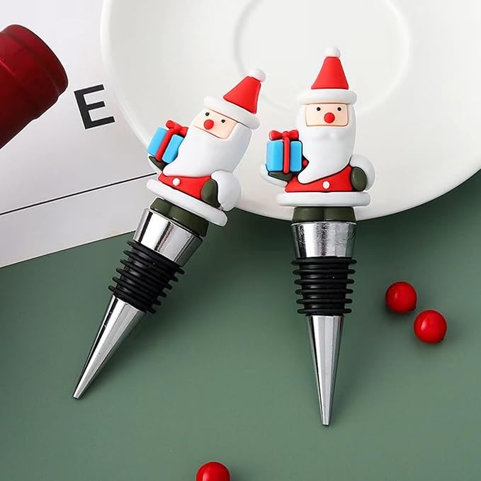 Xmas Decorative Wine Stopper,Cool Wine Bottle Stoppers for Glass Bottles,Crystal Bottle Stopper Fits Standard Bottles,Fancy Decors Wine Tools (Xmas2)