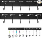 2 Pack Measuring Cups and Spoons Hanging Rack, Measuring Organizer Suitable for Kitchen, Black Cups and Spoons Rack, Including Screw and Adhesive Mounting