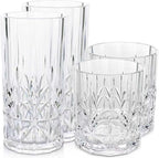 BELLAFORTE Shatterproof Tritan Plastic Drinking Glasses. 13oz & 18oz Water Glasses Set of 4 - Myrtle Beach Glasses Drinking - Unbreakable Tumblers for Parties - BPA Free, Dishwasher Safe (Clear)
