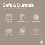 BAKKEN Nonstick Turkey Roasting Pan with Rack – Large Heavy-Duty Carbon Steel Roaster with Wide Handles, Ideal for Roasting, Baking & Grilling, Oven Safe up to 450°F, Gray Marble Finish 17 x 13-Inch