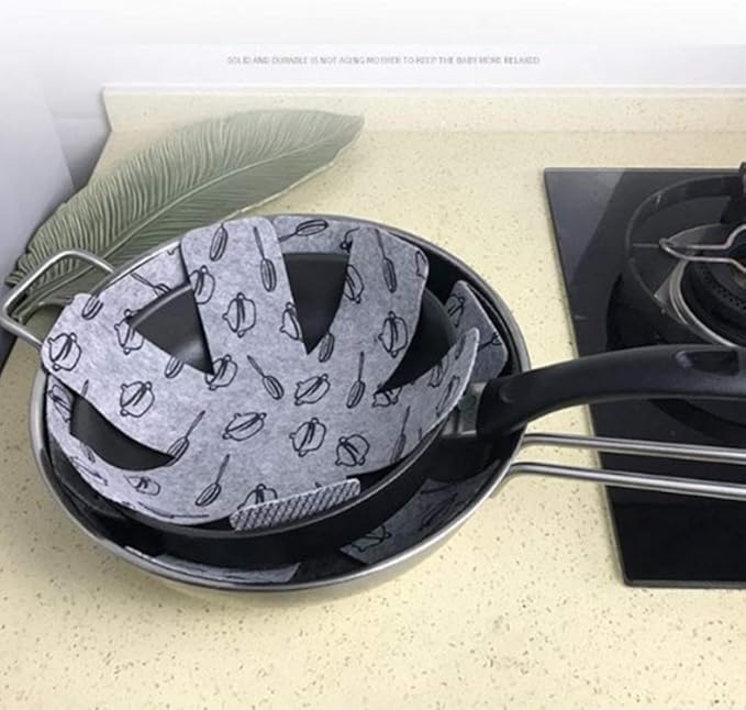 BOYAN Pot and Pan Protectors, Set of 12 and 3 Different Size, Cookware Protector Set/Felt Pots and Pans Divider Separator Pads Anti-Slip to Avoid Scratching or Marring When Stacking