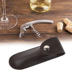 Bottle Opener Leather Case, Black PU Professional Wine Opener Leather Bag Bartender Essentials Wine Tool PU Bag