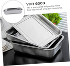 1Pc Multifunctional Stainless Steel Rectangular Plate Rustproof BBQ Plate for Toaster Oven Cookware