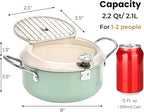 ZOOFOX Deep Fryer Pot with Thermometer, Japanese Frying Pot with Lid and Oil Drain Rack, Non-stick Tempura Fryer Pan for Kitchen French Fries, Chicken, Seafood