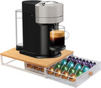 Sedegn Coffee Pod Holder Drawer Organizer Capsules Storage Organizer with Sliding Drawer Compatible For Nespresso Pods, Holds up to 56 Small or 28 Big nespresso pod Oak Color