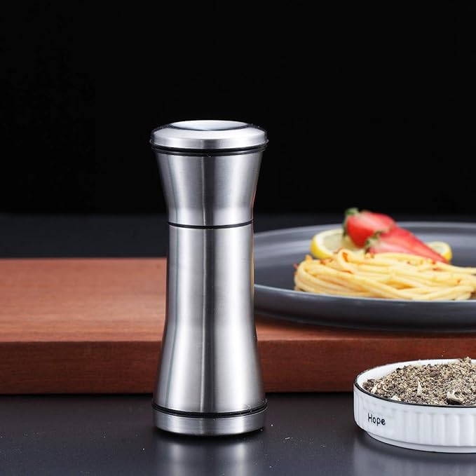 Kyraton Salt and Pepper Shakers, Stainless Steel Salt and Pepper Grinders Refillable Pepper Grinder, Pepper Mill, Salt Grinder, Salt Shaker, Salt Pepper Shaker Set of 2
