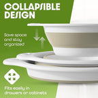 Gevoli 2-in-1 Large Collapsible Colander with Self-draining Base Set - Plastic Side Drain Food strainer for Edge of Kitchen Sink (Beige)