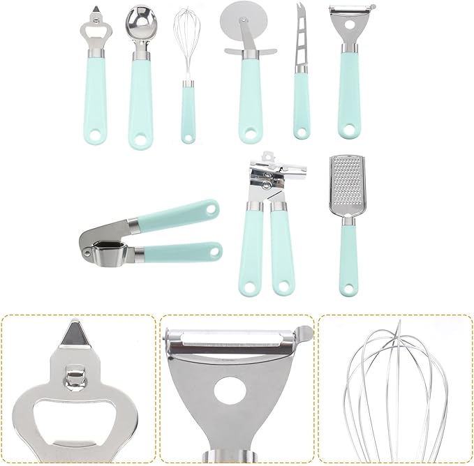 Ipetboom Plastic Handle Cooking Utensils Set with Heat-resistant Comfortable Grip Kitchen Tools Gadgets for Baking and Cooking Space-saving Design Safe