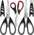 All Purpose Kitchen Shears with Protective Sheath, Heavy Duty 3 Pack Kitchen Scissors with Serrated Blade, Stainless Steel Cooking Scissors for Poultry, Food, Vegetables