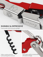 CORKAS Wine Key - 2Pack Handcrafted Professional Waiters Corkscrew, Compact Heavy Duty Wine Opener with Double Hinged, Foil Cutter and Bottle Opener, Birthday Gifts for Severs, Sommelier, Bartenders