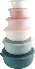 COOK WITH COLOR Prep Bowls with Lids- Wide and Deep Nesting Plastic Small Mixing Bowl Set with Lids, 12 Piece Set - Wide Bowls, Teal and Pink