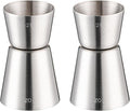 Briout Jigger for Bartending, 2 Pcs Double Cocktail Jigger Japanese Premium 304 Food Grade Stainless Steel Jigger 1 OZ 1/2 OZ, Flat Edge Silver