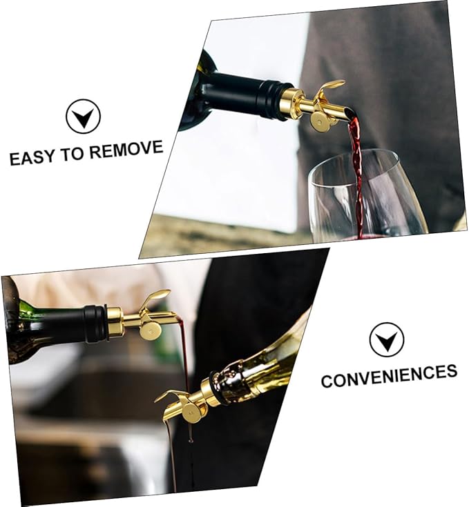 2 PCS Gold Olive Oil Dispenser Spouts: Stainless Steel Liquor Pourers for Kitchen Bar - Wine Bottle Pourer for Home Bartenders (4.9x1.18 Inch)