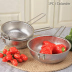 Stainless Steel Basin Colander with Handle, Fine Mesh Kitchen Food Strainer, Large Metal Food Pasta Colanders for Pasta, Noodles, Vegetables and Fruits(COLOR:silver)