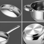 Hunnycook Stainless Steel Cookware Set - 15 Pieces Stainless Steel Pots and Pans Set, Includes 6 Pots and Pans, 6 Lids and 3 Utensils, Fixed Handles, Induction Safe and Dishwasher Safe