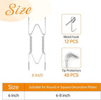 Bilillo 12 Pieces Invisible Heavy Duty Plate Holders, Stainless Steel Plate Hangers for The Wall, Plate Hangers for Display with Wall Hooks, Suitable for 6-8 inch Decorative Plattes and Arts (Silver)