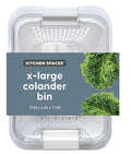 Kitchen Spaces Colander Bin, Produce Saver, Fridge Organizer With Lid, Wash, Strain and Store, Great for Refrigerator, Freezer and Pantry, X-Large, White, Pack of 1