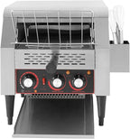 Commercial Conveyor Toaster 300 Slices/Hour 1900W Heavy Duty Industrial Stainless Steel Electric Restaurant Toaster Oven with Selectable Heating Modes and 7 Speeds for Bagel Bread Restaurant Cafe