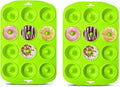Silicone Donut Baking Pans, 12 Holes Mini Donut Mold for Baking Keto Bagels, Tasty Donuts in Party and Festival, Set of 2