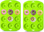 Silicone Donut Baking Pans, 12 Holes Mini Donut Mold for Baking Keto Bagels, Tasty Donuts in Party and Festival, Set of 2