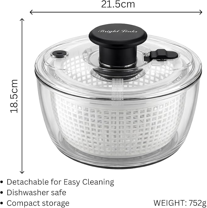 Good Grips Salad Spinner 3.6L – Large Lettuce Spinner & Salad Cleaner with Bowl & Lid, Fruit Washer, Vegetable Cleaner, Strainer Bowl, Fast Drying Multipurpose Kitchen Tool