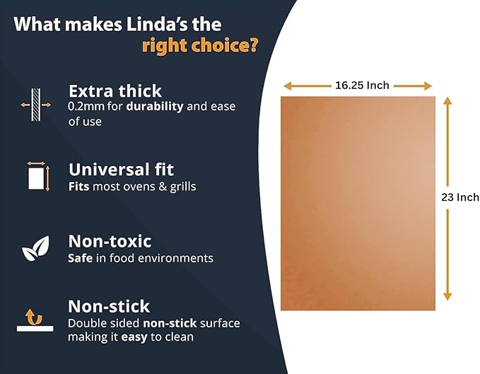 Oven Liners for Bottom of Oven - 4 Pack Large Heavy Duty Mats, 17”x25” Non-Stick Reusable Liner for Electric, Gas, Toasters, Grills - BPA & PFOA Free Kitchen Accessory to Keep It Clean (Copper)