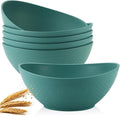 Homienly Salad Bowls 6 PCS Wheat Straw Bowls - 60oz Large Serving Bowl - Microwave and Dishwasher Safe Centerpiece Bowl Big Soup Bowl for Kitchen, Camping, Picnic, Party, Popcorn Bowl Set - Green