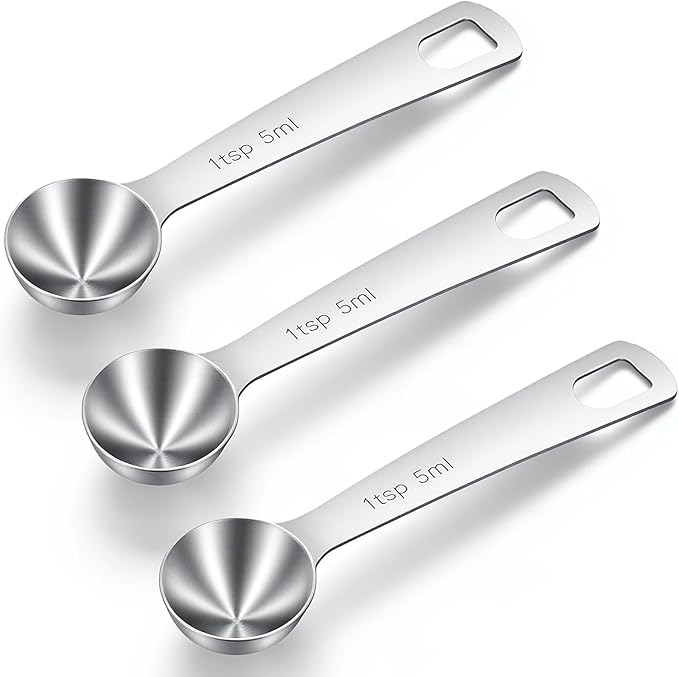 3Pcs Stainless Steel Measuring Spoons Set 1 Teaspoon 5ml for Precise Cooking Baking and Spice Measurement Short Handle Design for Easy Use in Kitchen Essential for Home Chefs and Baking
