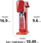 SodaStream - ART Sparkling Water Maker | VALUE BUNDLE | CQC CO2 system | Includes 2x CO2 Cylinders, 2x 32 Fl Oz Dishwasher Safe Bottles, 2x Bubly Flavor Drops | Combine with Flavors | Mandarin Red