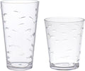 KLIFA- CHARLESTON- 16.5 & 19 oz, Set of 8, School of Fish Acrylic Drinking Glasses, BPA-Free, Stackable Plastic Drinkware, Dishwasher Safe Cups, Clear