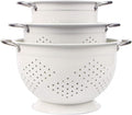 Rorence Powder Coated Steel Colanders: 1.5 Quart 3 Quart & 5 Quart Set of 3 - White