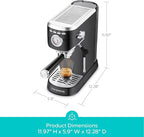 CASABREWS CM5418 Espresso Machine 20 Bar, Stainless Steel Espresso Maker with Milk Frother, Compact Cappuccino Machine for Home, Small Espresso Coffee Machine for Latte, Black