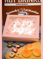 qiqee Auto-pop Up Cupcake Boxes with Window Pink 40PCS 12 Count Cupcake Box 13"x10"x3.5" Cupcakes Carrier, 12 Cupcake Containers with 2 rolls of pink ribbons