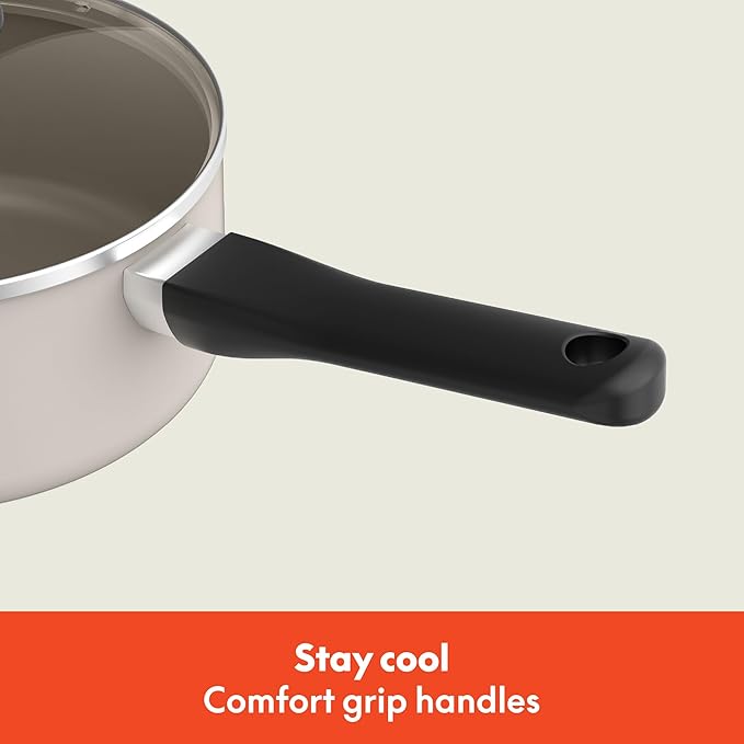 bella 21 Piece Kitchen Set with EverGood™ Ceramic Nonstick Coating, Dishwasher & Oven Safe, All Stovetops Compatible, Tempered Glass Lids & Cool Touch Handles, Oatmilk