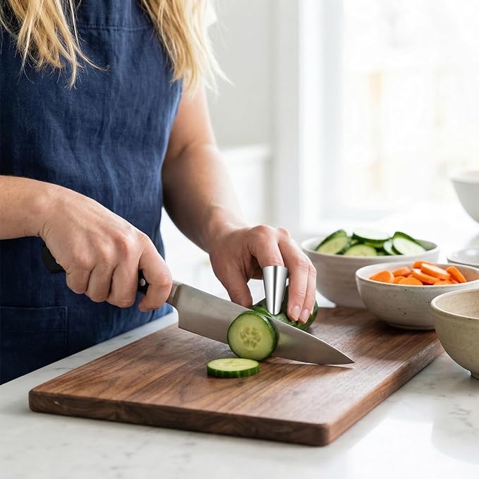 SEWACC 3pcs Finger Guards for Cutting Food Stainless Steel Finger Protectors for Kitchen Cutting Tools Vegetable Cutting