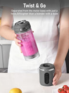 RITUS VORTEX Pro Portable Blender,Personal Blender w/Removable Vessel-for-Smoothies Blend Ice Crush 3 Programs,Cordless 20oz BPA Free Vessel Magnetic-Ring Dishwasher Safe, Leakproof，Grey