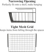 Tebery 4 Pack Black Under Shelf Wire Basket, Hanging Storage Baskets Under Cabinet Add-on Storage Racks, Slide-in Baskets Organizer for Kitchen Pantry Desk Bookshelf