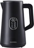 1.5L Electric Kettle Stainless Steel, Double Wall Cool Touch Teapot, Fast Boil, Precise Temperature Control, LCD Display, Auto Shut-Off, BPA-Free,Keep Warm Function, Ideal for Tea,Black