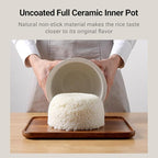 Joydeem Ceramic Rice Cooker FD20S-W, 4 Cups Uncooked Rice Cookers with Pure Ceramic Inner Pot, 24h Dealy Start, 2L, White