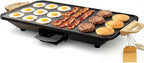 CookSimple Everyday 20x12 Inch Electric Griddle with 1700W Fast Even Heating&ILAG Granite Nonstick Surface – Large Flat Griddle Perfect for Family Meals, Pancakes–Easy to Clean, Granite Black
