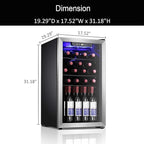 Antarctic Star 26 Bottle Wine Cooler/Drink Beverage Refigerator Small Wine Cellar for Soda Beer Counter Top Bar Wine Freestanding Clear Glass Door for Home Office or Bar 3.1cu.ft, Silver