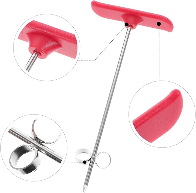2 Pack Red Manual Vegetable Spiral Knife Kitchen Tool - Stainless Steel Screw Slicer for Carrots - Cucumbers, Zucchini, Potatoes, Apples, Salad Chopper & Fruit Corer Spiralizer (6.5 inches)