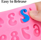 5 PCS Silicone Letter Molds, Non-Stick Number Heart Rose Flower Fondant Molds for Chocolate, Candy, Cake Decoration, Cupcake Topper