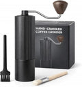 Manual Coffee Grinder with 420 Stainless Steel Burr, Adjustable Settings for Espresso & Turkish Coffee, Portable Hand Crank Coffee Grinder, 45g Capacity, Aluminum Body with Walnut Handle for Multi Use