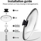 8 Inch Glass Lids, Replacement Tempered Clear Glass Lids with Steam Vent，Covers For pots, pans and skillets，Available in Small and Large Lid 8, 9.5, 10.25, 11, 12, and 12.5 Inch