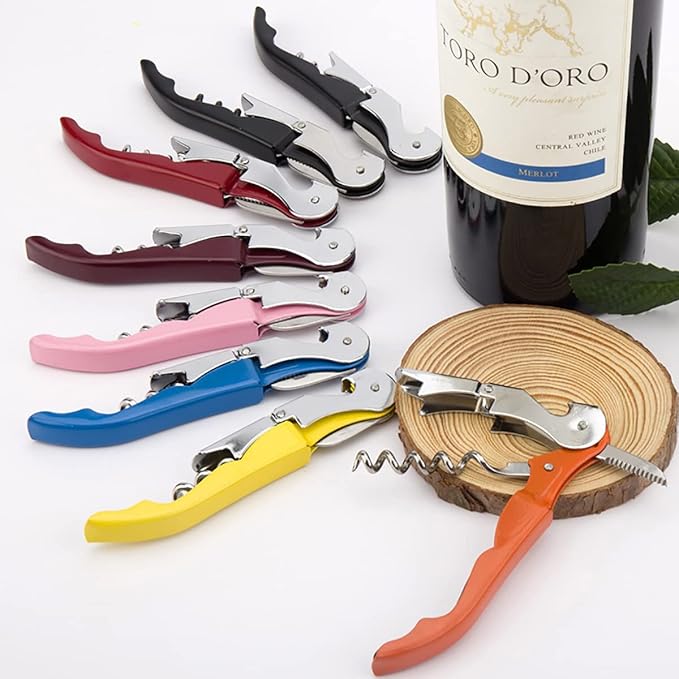 Waiter Corkscrew Professional Wine Opener with Foil Cutter,Manual Wine Bottle Opener for Servers, Bartenders and Waiter (1, Pink)