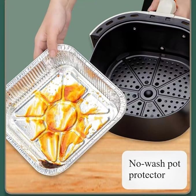 (30 pack) 8x8 inch Air Fryer Square Aluminum foil Cake Baking Pan, High Temperature Resistant Aluminum Foil Bowl Disposable Food Container, Perfect for Cooking, Heating, Storing, Food (With lid)