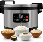 Commercial Large Multi-Function Rice Cooker - Professional 64 Cup Cooked (32 Cup Uncooked) Rice Maker Cooker With Non Stick Pot & Hinged Lid - Brown Rice, Sushi Rice and more